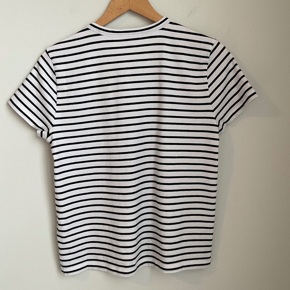 NWT Black/White striped Cotton Perfect Crewneck SZ Various - Picture 9 of 10